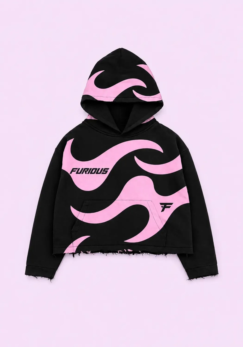 FURIOUS Pink Wave Cropped Hoodie