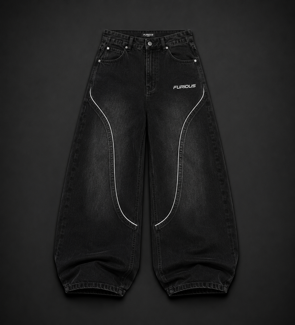 FURIOUS Curve Panel Baggy Denim Jeans
