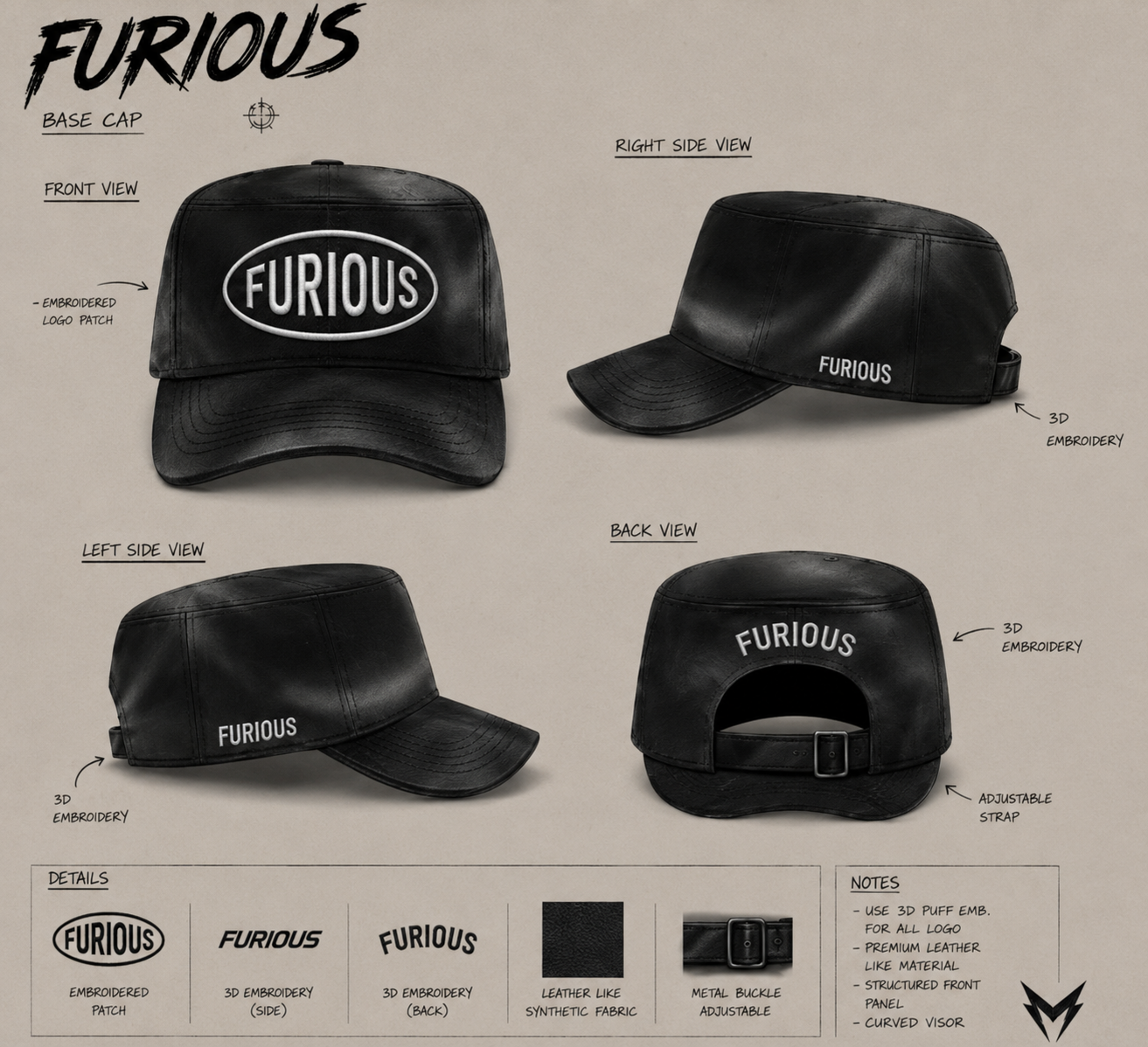 FURIOUS Premium Leather Base Cap