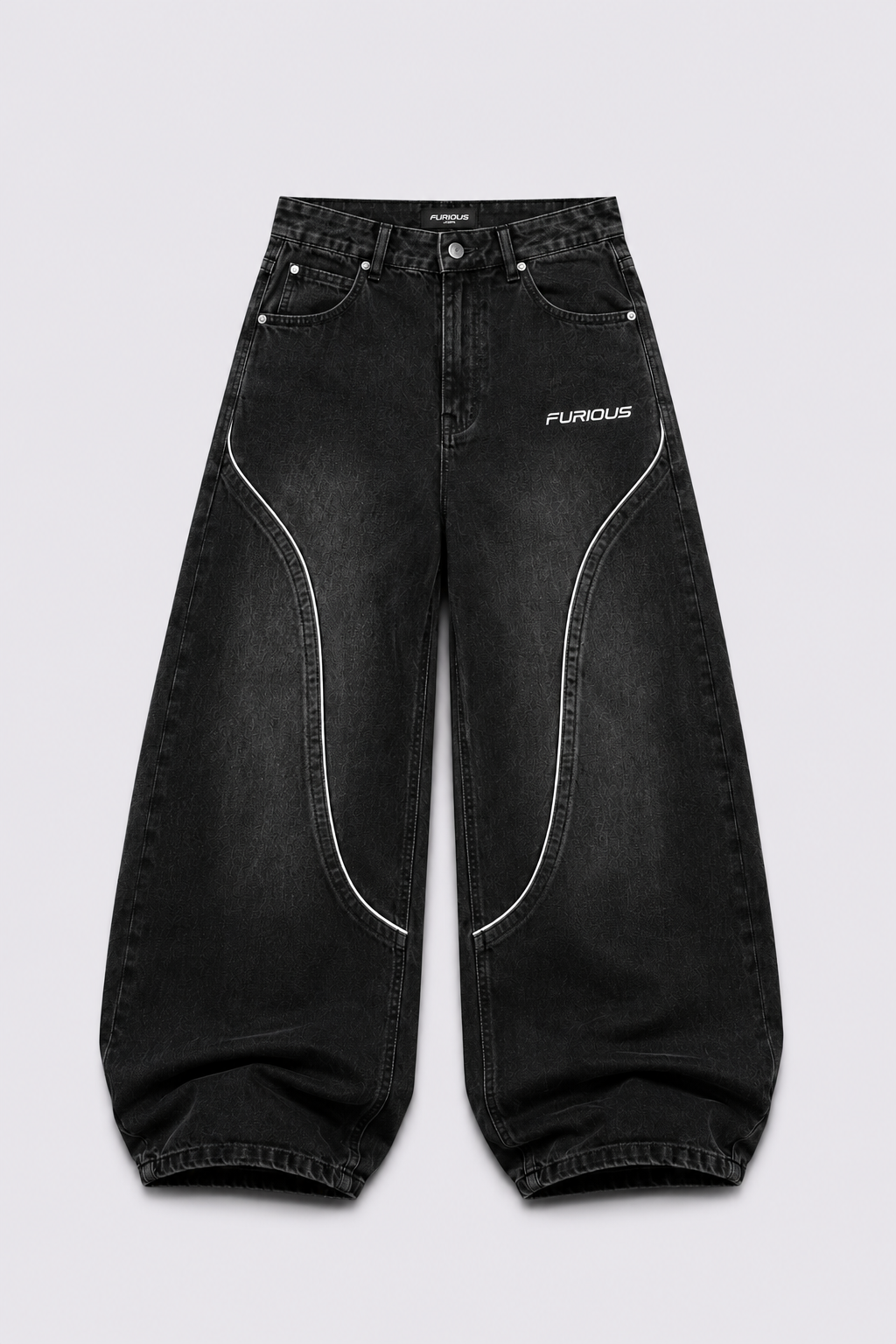 FURIOUS Curve Panel Baggy Denim Jeans