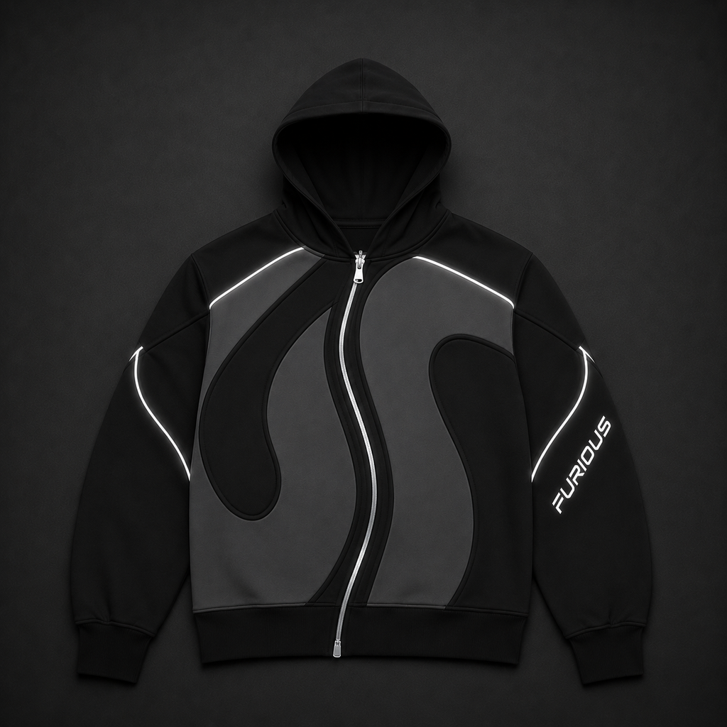 FURIOUS Wave Panel Zip-Up Hoodie