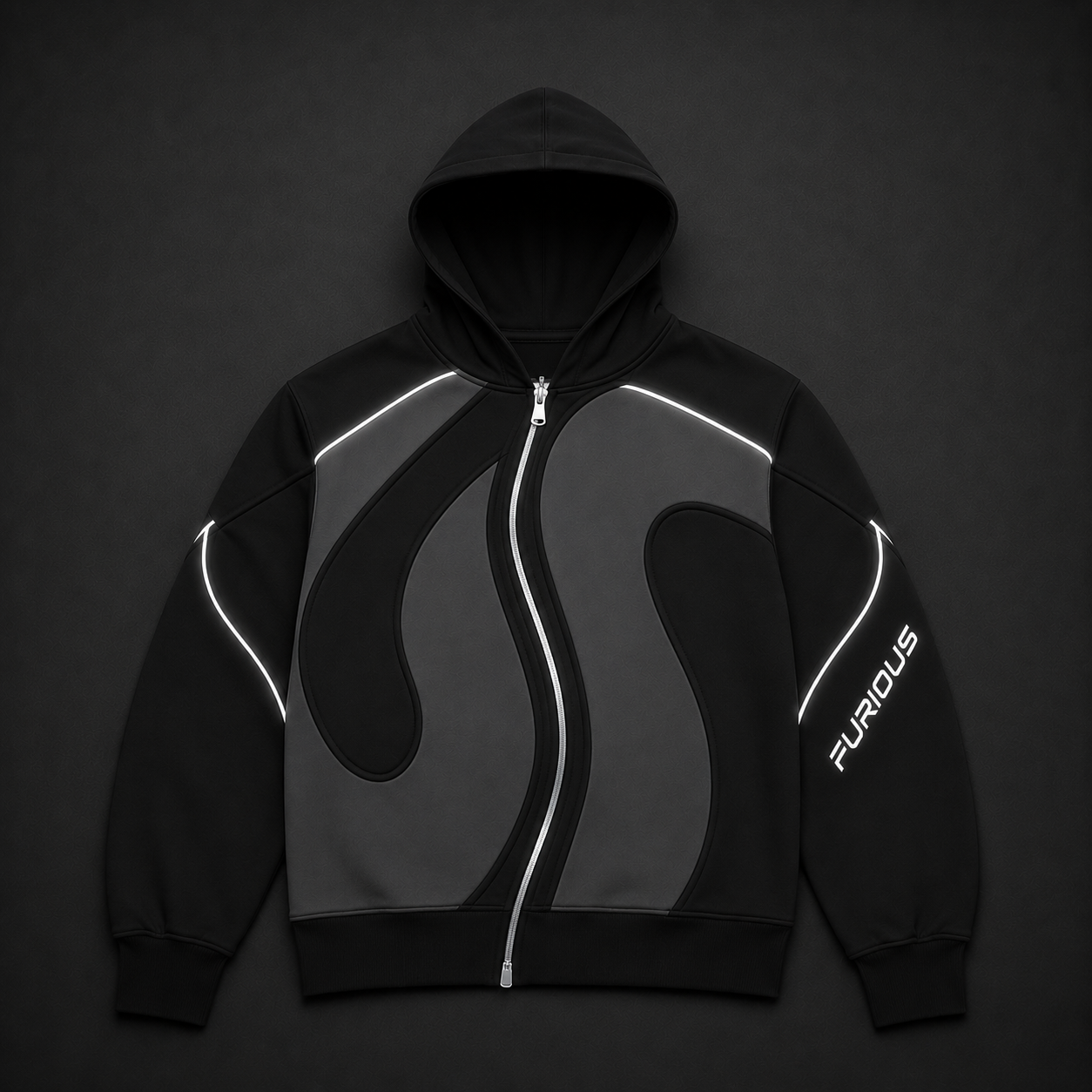 FURIOUS Wave Panel Zip-Up Hoodie